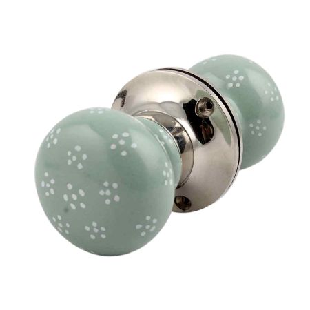 Sage Green Tiny Flower Mortice Handle 2.25